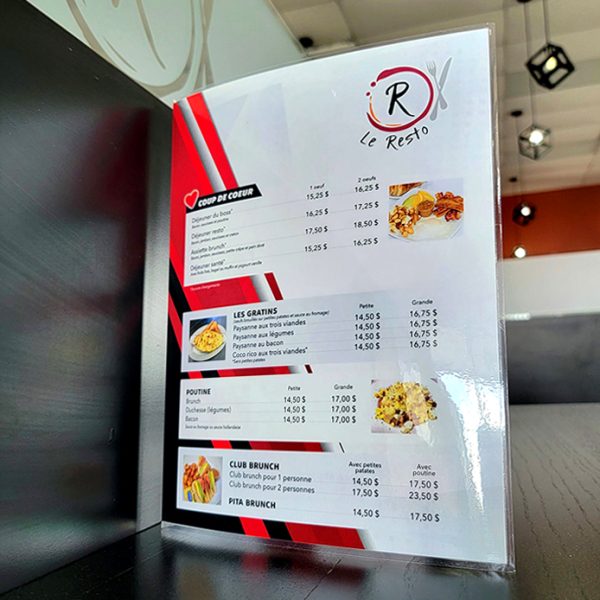 Le Resto - Menu de restaurant - Graphisme Victoriaville